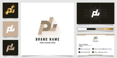 brief rl of pl monogram logo met bedrijf kaart ontwerp vector