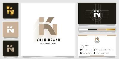 brief kn of ikn monogram logo met bedrijf kaart ontwerp vector