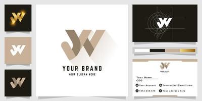 brief yw of jw monogram logo met bedrijf kaart ontwerp vector