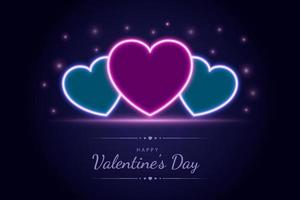 valentijnsdag dag achtergrond met neon liefde hart lamp. Valentijn concept ontwerp. licht hart voor vakantie kaarten, spandoeken, uitnodigingen. vector kunst illustratie.