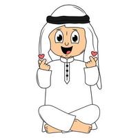 gelukkig moslim kind tekenfilm illustratie vector