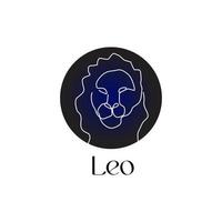 astrologisch dierenriem teken Leo in lijn kunst stijl Aan donker blauw Zodiak astrologie symbool vector