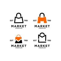 markt winkel zak eerste m reeks verzameling logo icoon ontwerp vector