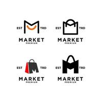 markt winkel zak eerste m reeks verzameling logo icoon ontwerp vector