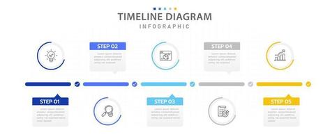 infographic sjabloon voor bedrijf. 5 stappen modern tijdlijn diagram routekaart met procent taart grafiek, presentatie vector infografisch.