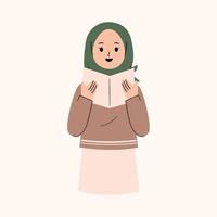 moslim vrouw lezing boek vector