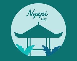 nyepi dag gemakkelijk vlak illustratie vector