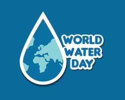 wereld water dag met kaart sticker stijl vector