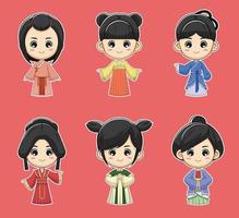 schattig Chinese traditioneel kleding vector