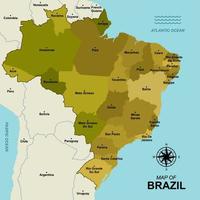 Brazilië kaart met regio naam vector