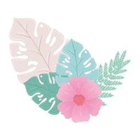 bloem roze kleur pastel met tak en bladeren, natuur concept vector