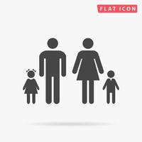 familie. gemakkelijk vlak zwart symbool met schaduw Aan wit achtergrond. vector illustratie pictogram