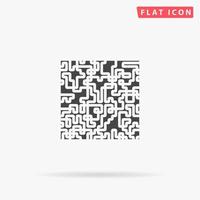 labyrint puzzel rebus. gemakkelijk vlak zwart symbool met schaduw Aan wit achtergrond. vector illustratie pictogram