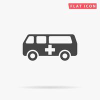 ambulance. gemakkelijk vlak zwart symbool met schaduw Aan wit achtergrond. vector illustratie pictogram