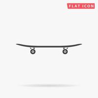 skateboard. gemakkelijk vlak zwart symbool met schaduw Aan wit achtergrond. vector illustratie pictogram