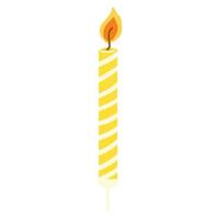 hand- getrokken verjaardag taart kaars met brandend vlam. vector ontwerp element in tekenfilm vlak stijl