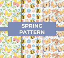 verzameling van voorjaar patroon. ornament voor pakket kleurrijk vector illustratie in vlak stijl
