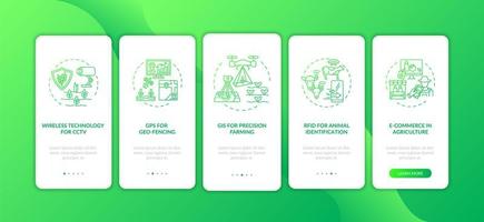 informatietechnologie in de landbouw onboarding mobiel app-paginascherm met concepten vector