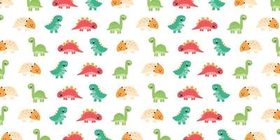 schattig dinosaurus illustratie patroon voor achtergrond. behang met Jura thema in kinderachtig tekenfilm stijl vector