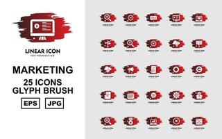 25 premium marketing glyph brush icon pack vector