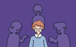 depressieve jongen triest mislukking geen inspiratie leuke cartoon illustratie teleurgesteld stoppen met pesten vector