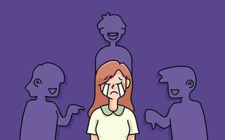 depressief meisje triest mislukking geen inspiratie leuke cartoon illustratie teleurgesteld stoppen met pesten vector