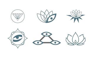 set van zes yoga iconen vector