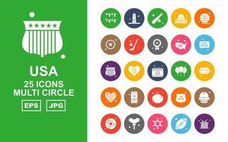 25 premium usa multi-cirkel icon pack vector