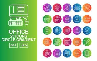 25 Premium Office II Circle Gradient Icon Pack vector