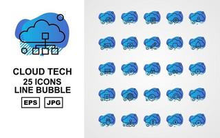 25 premium cloud tech line bubble icon pack vector