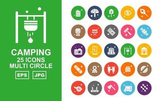 25 premium camping multi-cirkel icon pack vector