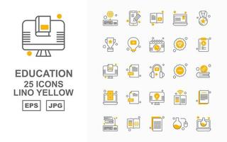 25 premium onderwijs lino geel icon pack vector