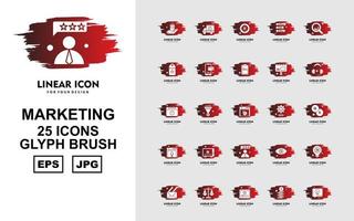 25 premium marketing glyph brush icon pack vector