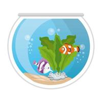 aquariumvissen met water, zeewier, aquariumdieren vector