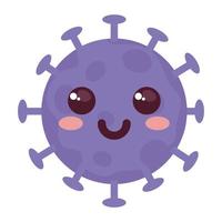 doos coronavirus emoji, paarse cel met gezicht, covid 19 emoticon vector