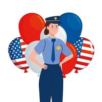 politie man met usa ballonnen vector ontwerp