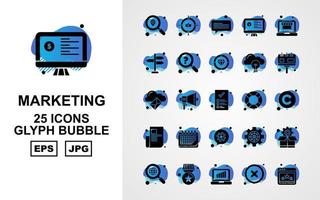 25 premium marketing glyph bubble icon pack vector