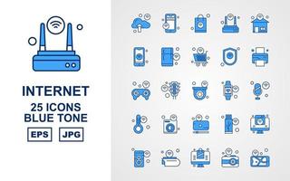 25 premium internet van dingen blauwe toon icon pack vector