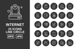 25 premium internet van dingen lijn cirkel icon pack vector