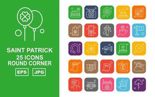 25 premium saint patrick ronde hoek icon pack vector