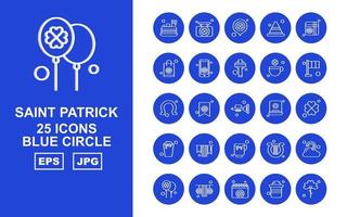 25 premium saint patrick blauwe cirkel icon pack vector