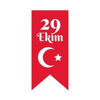 turkije republiek dag met lint vlakke stijl vector