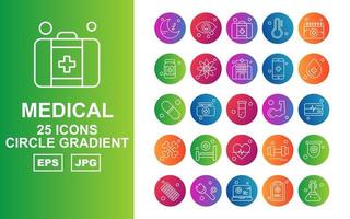 25 premium medische cirkel gradiënt icon pack vector