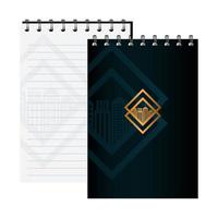 notebooks zwarte mockup met gouden bord, huisstijl vector