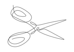 continu een lijntekening van het pictogram van een schaar. ontwerpelement voor herenkapper geïsoleerd hand getrokken schetsbeeld op witte achtergrond. vector