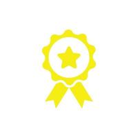 eps10 geel vector prijs, medaille abstract icoon of logo geïsoleerd Aan wit achtergrond. prijs of winnaar symbool in een gemakkelijk vlak modieus modern stijl voor uw website ontwerp, en mobiel app