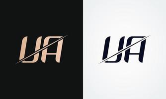 ua brief logo ontwerp vector sjabloon. goud en zwart brief ua logo ontwerp