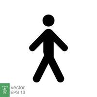 wandelen glyph icoon. gemakkelijk solide stijl. voetganger, Mens, pictogram, menselijk, kant, loopbrug concept, silhouet symbool. vector illustratie geïsoleerd Aan wit achtergrond. eps 10.