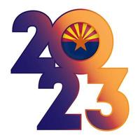 2023 banier met Arizona staat vlag binnen. vector illustratie.
