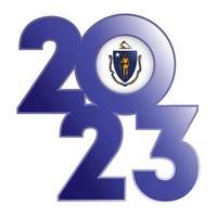 2023 banier met Massachusetts staat vlag binnen. vector illustratie.